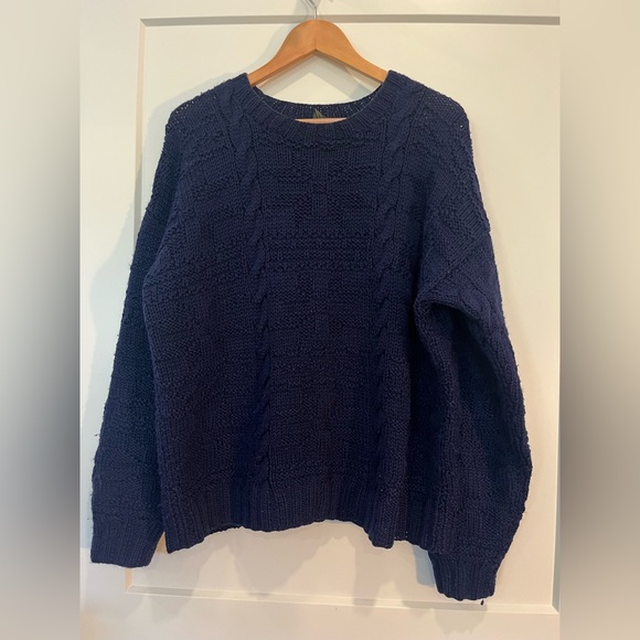 Vintage Robinson’s Handknitted Cable 100% Worsted Wool Fisherman Preppy Sweater - Picture 1 of 9